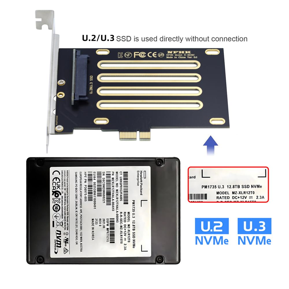 xiwai PCI Express X1 Lane to Kit Host Adapter for PM1735 Motherboard with NVMe PCIe SSDs 4.0 U.2 U.3 SFF-8639