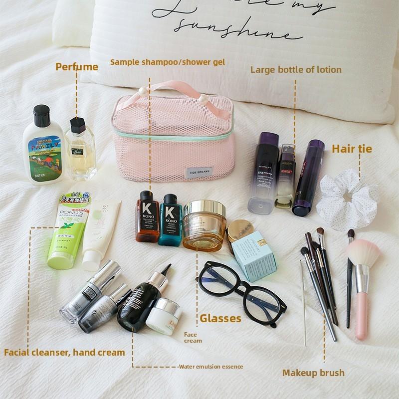 Travel Toiletry Bag With Mesh Material Portable Makeup Organizer For Vacation And Home Use