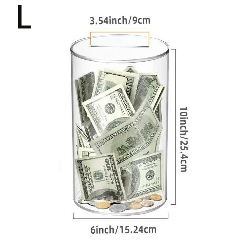 Transparent Acrylic Circular piggy bank Thickened material high-capacity Paper currency hardness storage box Children's Gift