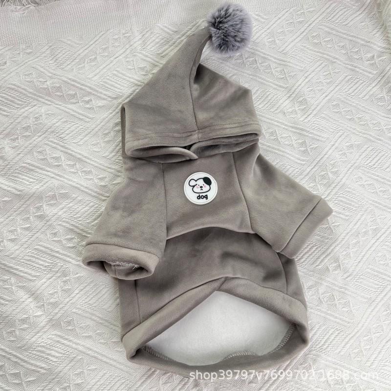 Double-Layer Thickened Soft Velvet Hooded Dog Cat Two-Legged Winter Coat Small Medium Large Breeds
