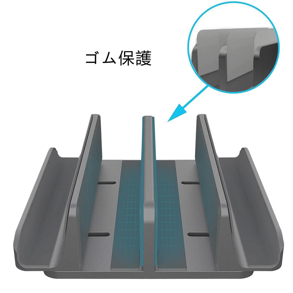 new Adjustable width aluminum laptop stand Vertical orientation cooling function Compatible with MacBook and for stability Space-saving, design