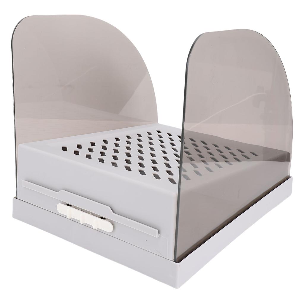 Cat Litter Box Ramp with Drawer Baffles Plastic Adjustable Height Anti Slip Elevated Litter Box Step Stool for Home