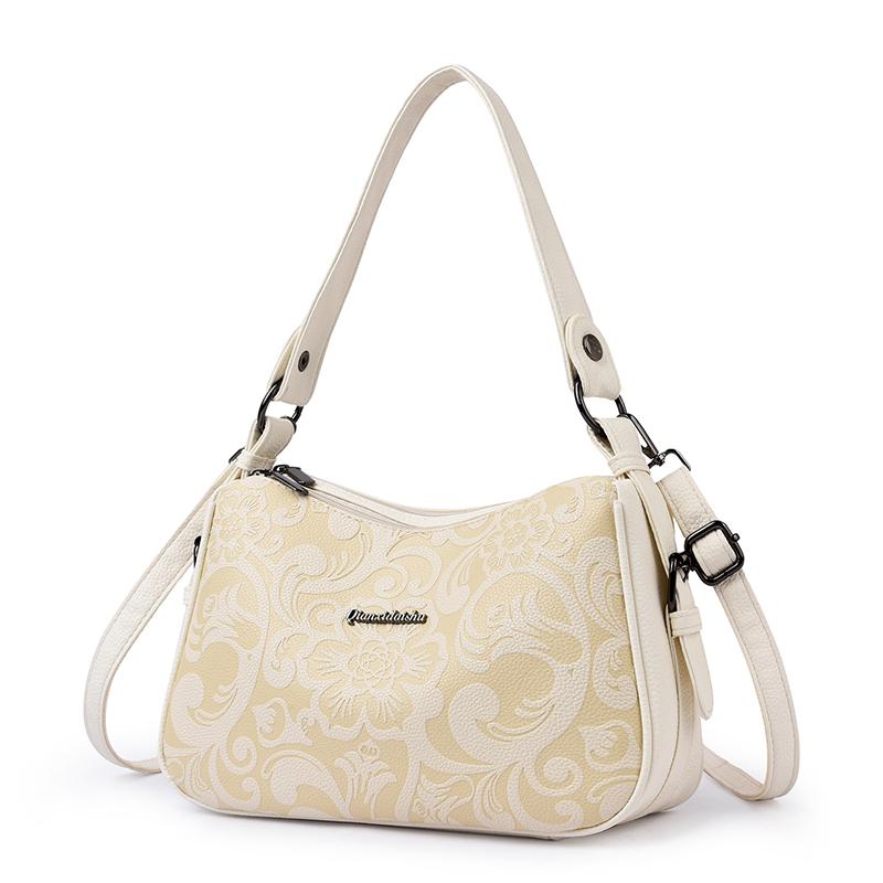 Elegante Borsa a Spalla in Ecopelle con Motivo Floreale per Donna Borsa a Tracolla Ispirata al Vintage