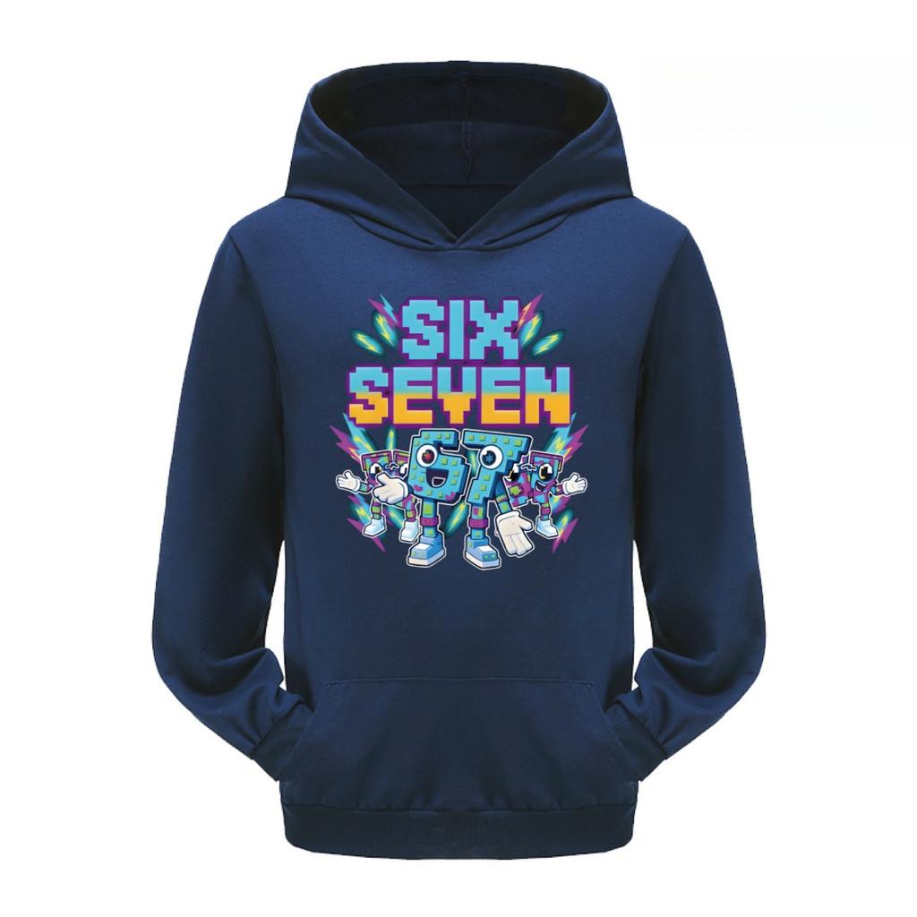 

5220 Дитячі хлопчики Дівчата Вкрасти Brainrot 67 Шість Сім Принтовані Повсякденні Толстовки з Довгими Рукавами Топ 140cm темно-синього кольору