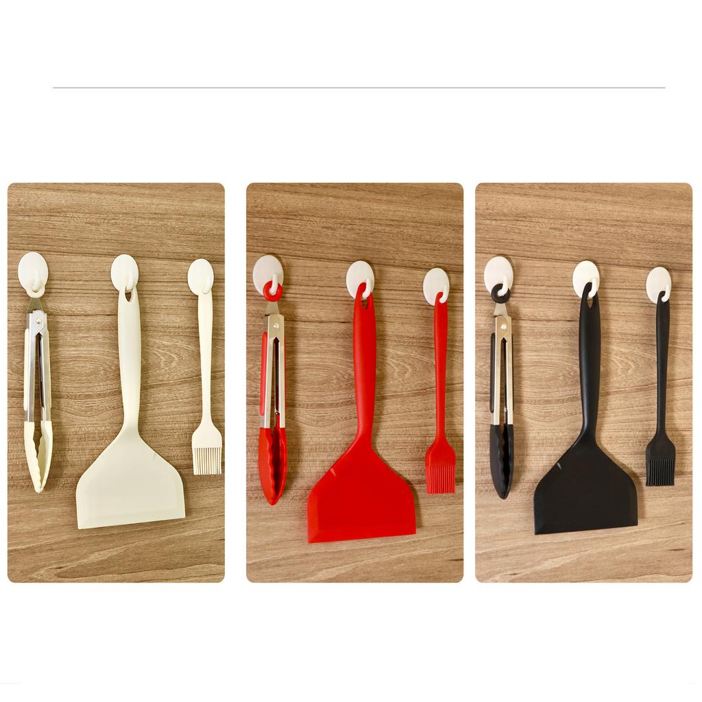 White Non-stick Silicone Spatula Oil Brush Food Clip Cooking Utensils Beef Meat Egg Kitchen Scraper Wide Pizza Cooking Tools