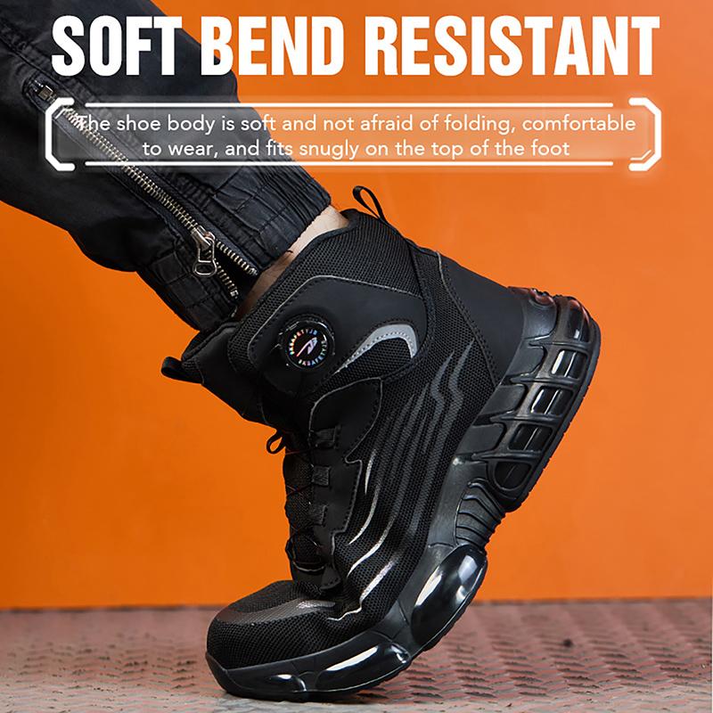 High-top Rotating Button New Safety Shoes Men Anti-smash Anti-puncture Work Shoes Fashion Men Sport Shoes Security Protective Boots Men