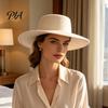 Elegant Winter Headwear Flat Top Fedora Hat, Wool Blend Derby Cap, Retro Jazz Style Dress Accessory Wide Brim Felt Hat for Women, Events & Daily Wear