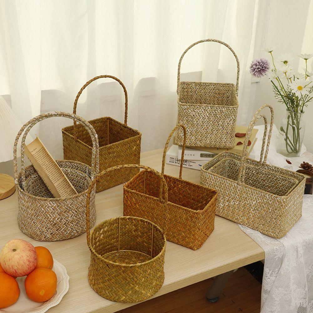 Storage Organizer Flower Arrangement Basket Handwoven Woven Picnic Baskets Shopping Storage