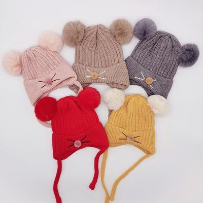 Plush Balls Winter Hats Pearl Crochets Baby Knitted Little Scorpion Pom Pom Caps