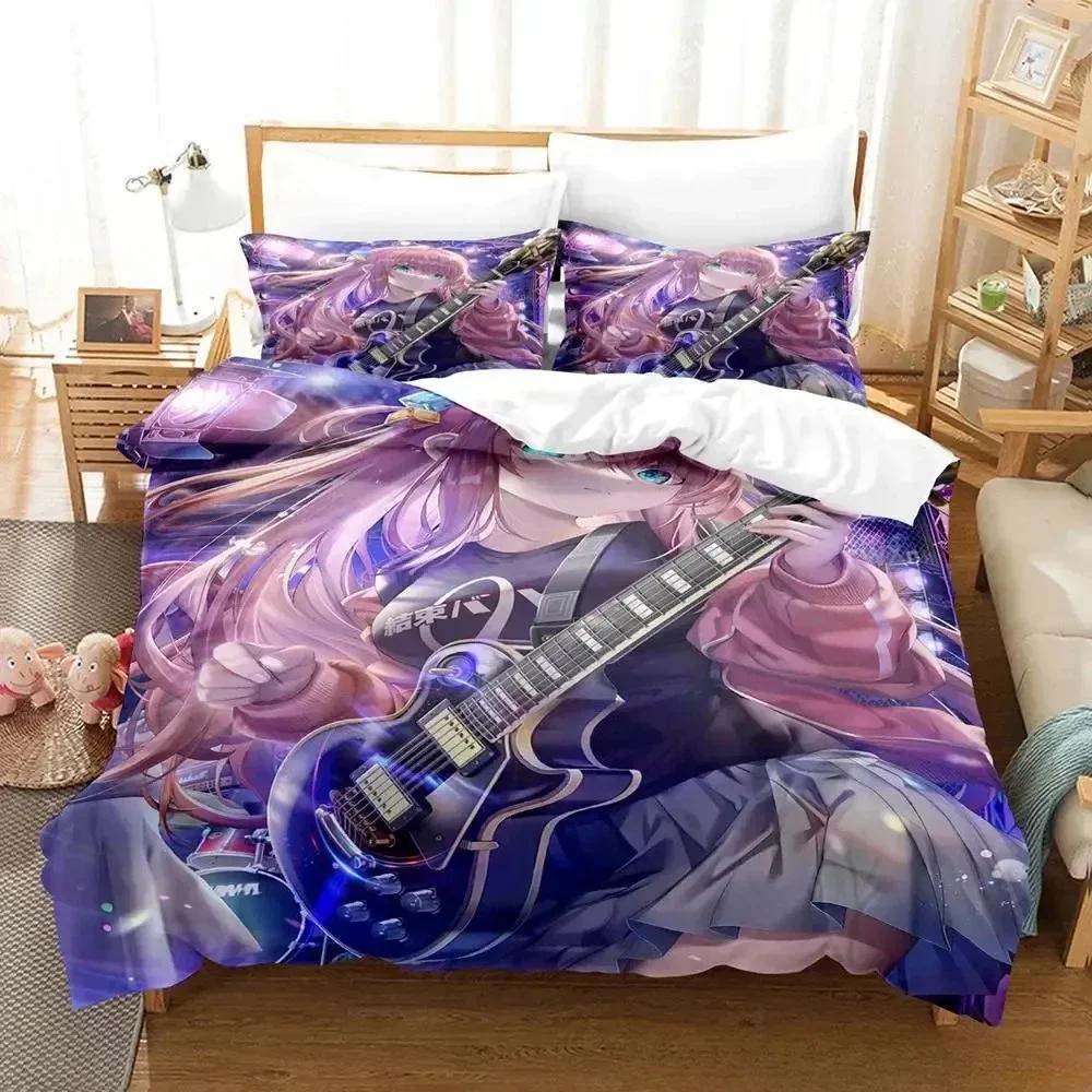 3D Anime New Gotou Hitori Printed Bed Set Duvet Cover Pillowcase Bedding Set Bed Linen Sheet Quilt Cover Full Queen King Size