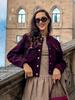 European and American Women's Retro Stand Collar Double-Breasted Short Jacket