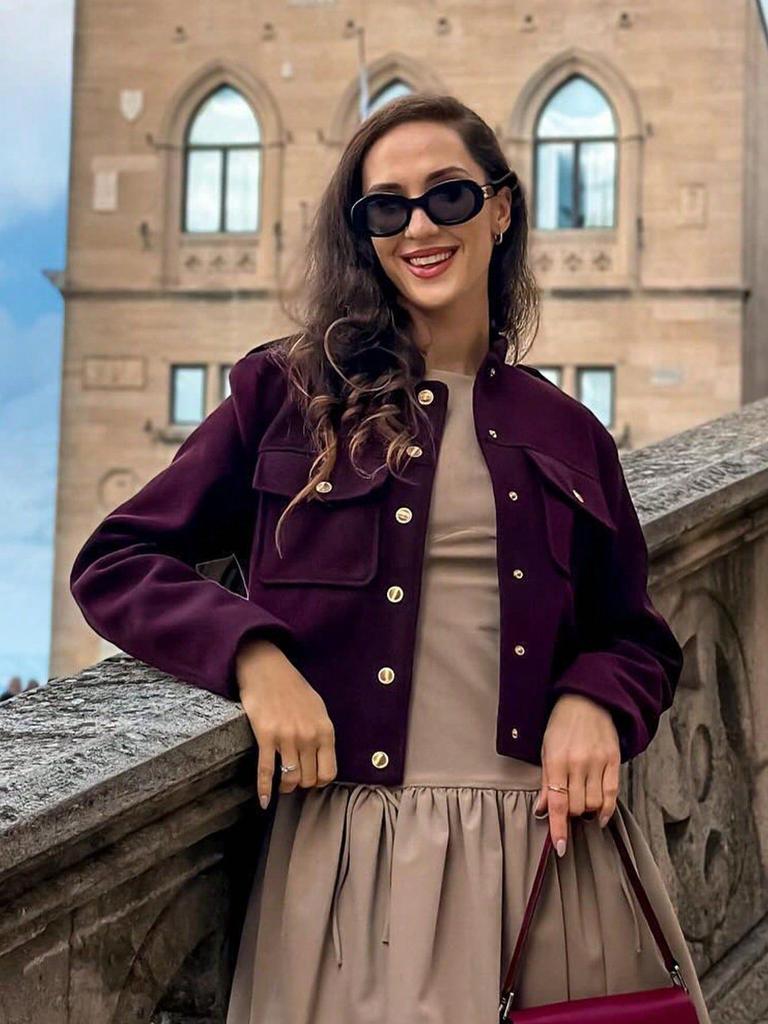 European and American Women's Retro Stand Collar Double-Breasted Short Jacket