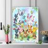 Pokemon World Gathering Pattern  3pcs 100% Round Full Drill 5D DIY Diamond Painting Embroidery Cross Stitch Rhinestone Décor