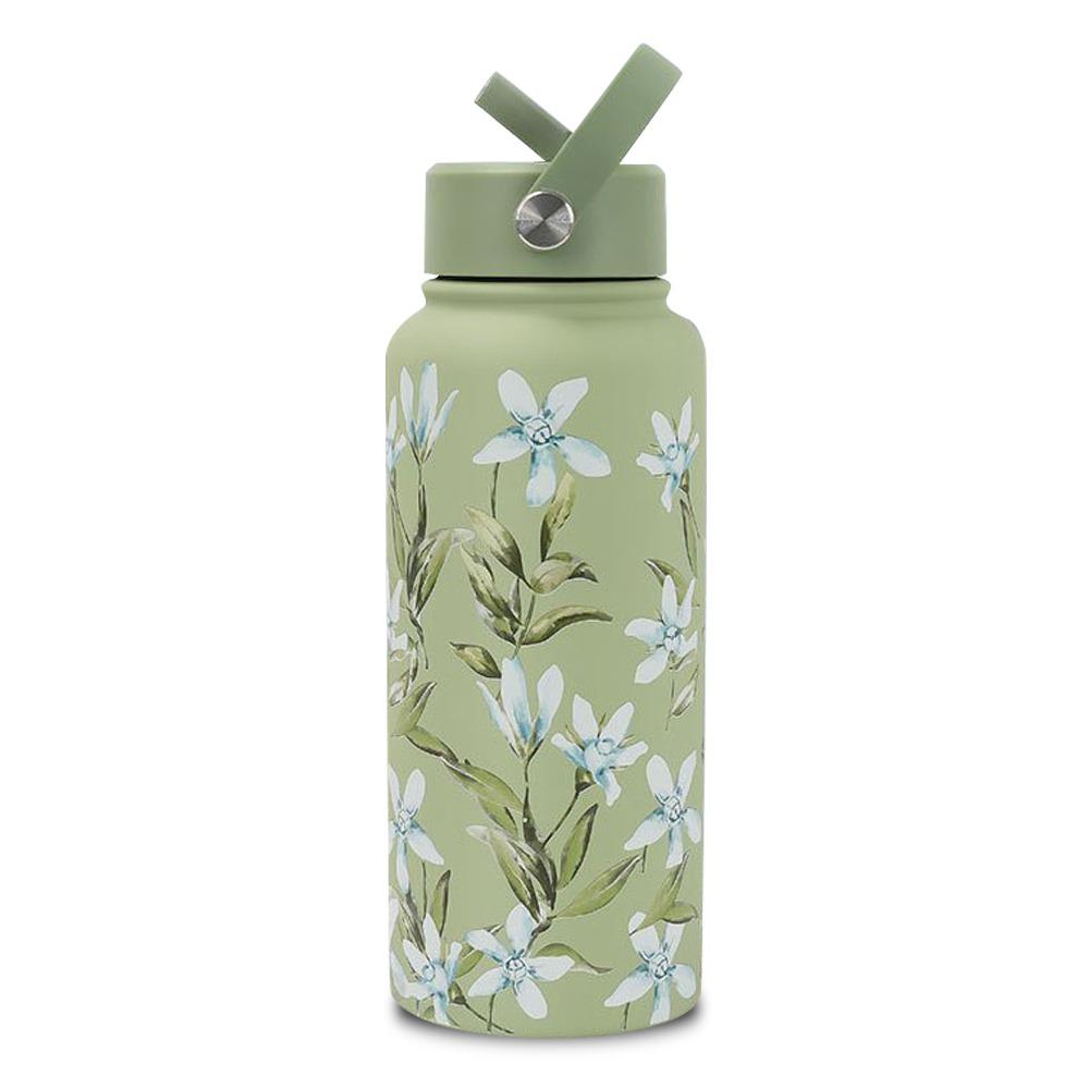 

Stainless Steel Thermal Mug Vacuum Insulation Insulated Travel Tumbler Travel Use Green Flowers
