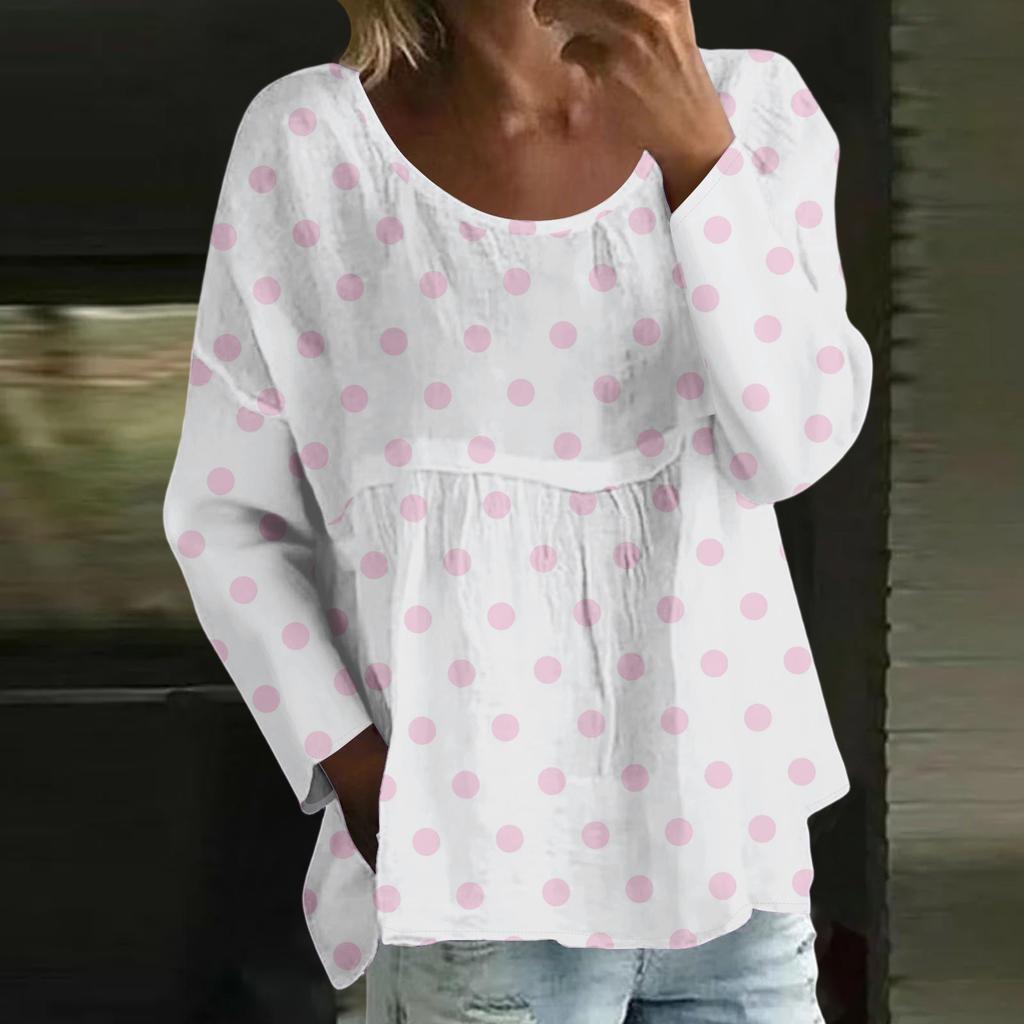 Damen Casual Mode Locker Rundhals Blumenmuster Langarm Oberteil