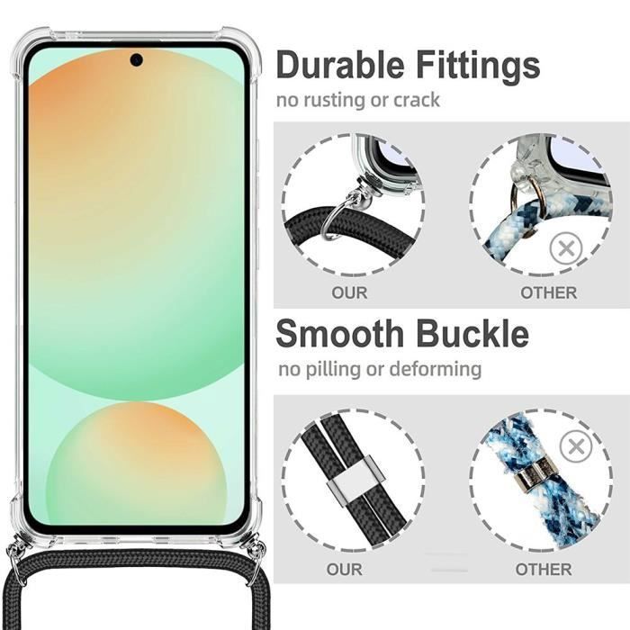 Coque de protection - BOOLING - Samsung Galaxy S24 FE - Souple - Transparent - Bandoulière violette