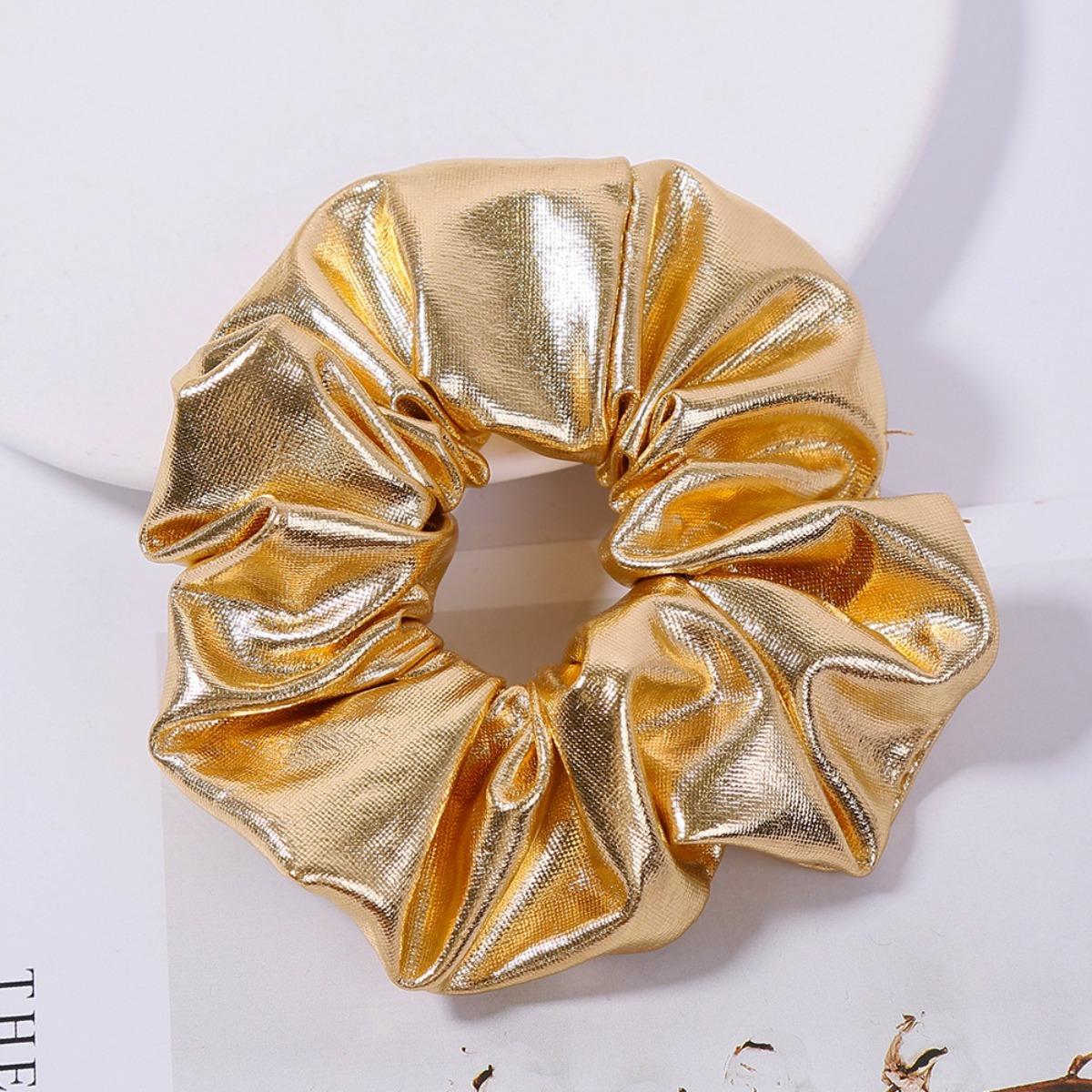 

Scrunchies Medium Size Metal Silver Hair Ties Elastic Simple Hair Bands for Women Sweet Headwear Daily Hair Accessories золотий