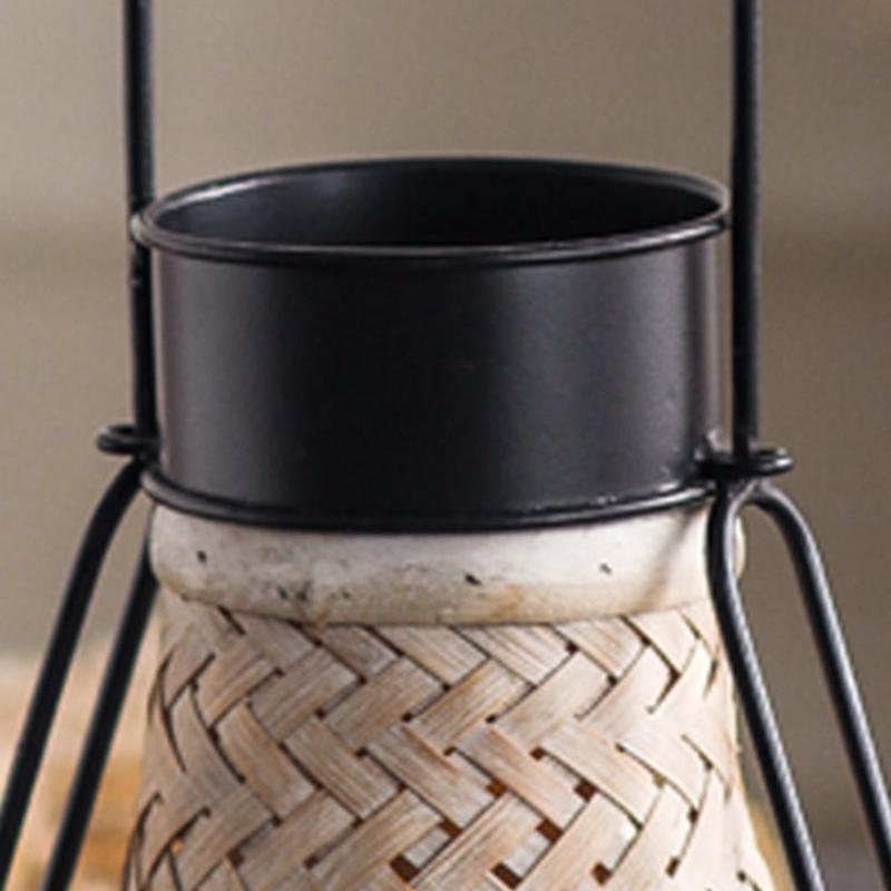 New Chinese Style Desktop Candle Holder & Handmade Bamboo Woven Lantern Portable Decor Vintage Decor for Home Wedding Party
