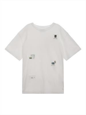 [Matinkim] PHOTO PATCHWORK COLLAGE TOP IN WHITE