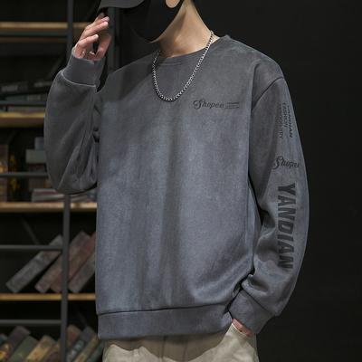 Amerikaanse ronde hals zachte hoge kwaliteit stof kreukvrij heren straat sport casual ademend losse modetrend comfortabele tops met lange mouwen