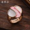 Luxury enamel geometric petal elastic ring, fashionable and simple women's versatile flower ring