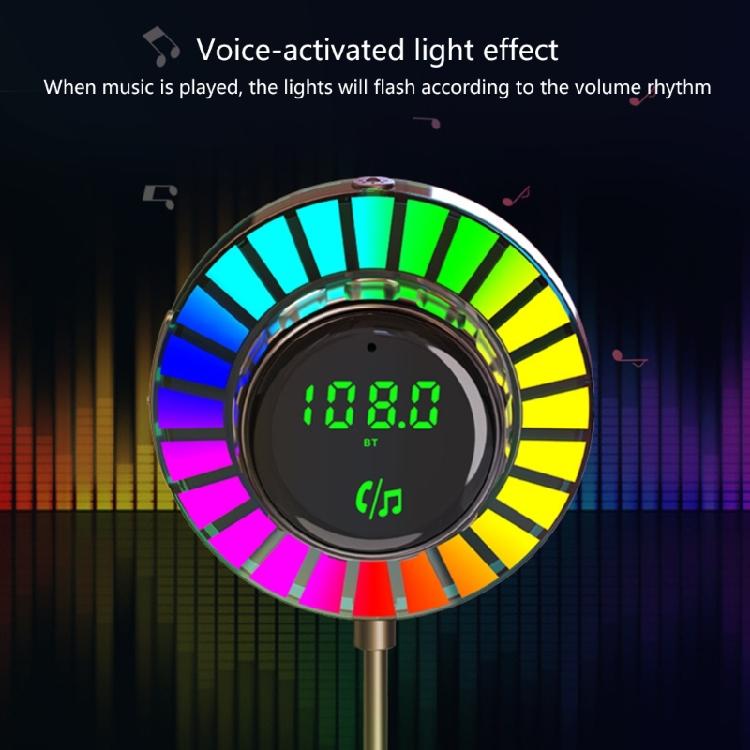 Wireless FM Transmitter Car Adapter with Fast Charging & Voice Activation for Convenient Use Seamless Music Safe Driving