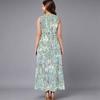 Plus Size Women Sleeveless Crew Neck Dress Romantic Bouquet Floral Flowy Calf Length Dress