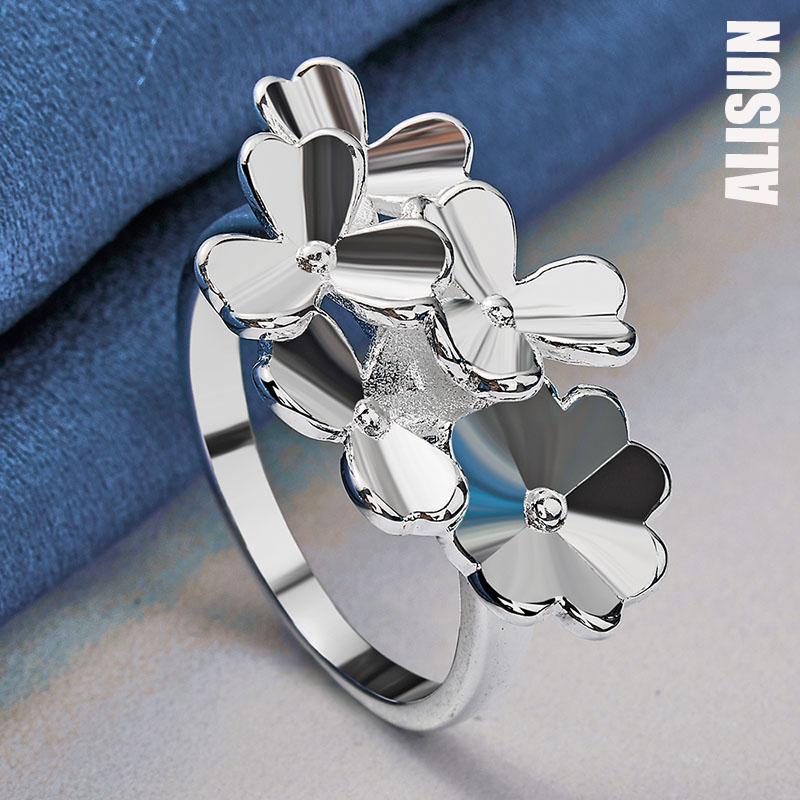 925 Sterling Silber Blumenring Mode Hochzeitsschmuck