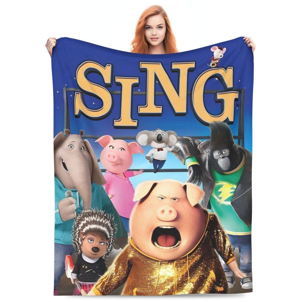 Sing 2 Movie All Characters Blanket Cover Cartoon Cute Fleece Throw Blankets Bed Sofa Personalised Ultra-Soft Warm Bedspread 30x40in