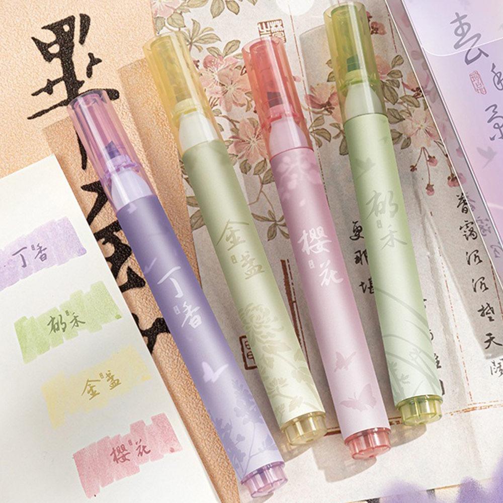 

4PCS/Set Writing Drawing Highlighter Pen Chinese Style Art Marker Pens Back To School Gift C