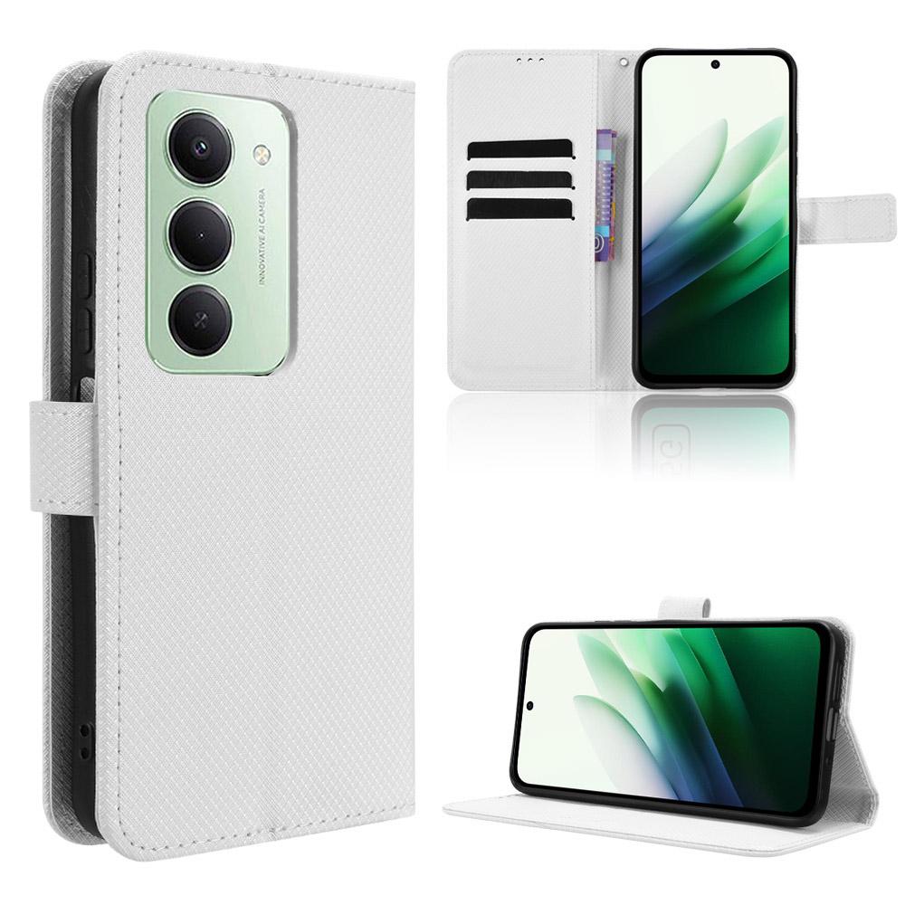 

Для Xiaomi Redmi 15 4G (Європа) (171мм) Шкіряний чохол-гаманець зі шнурком, текстура ромб, чохол для телефону D