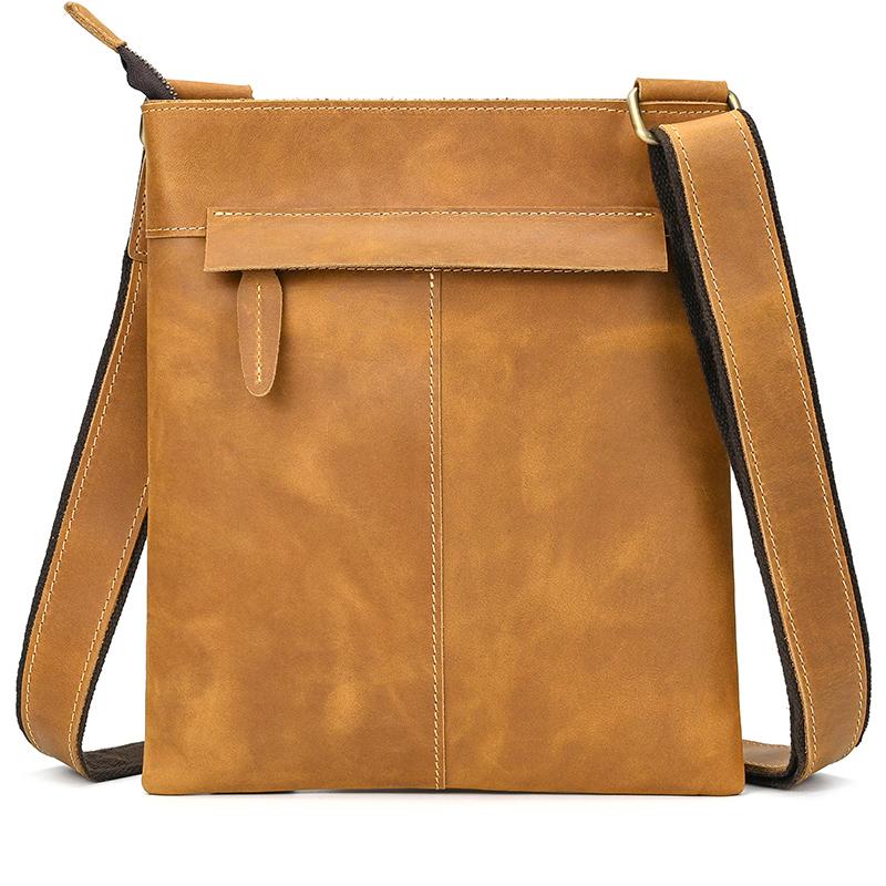 Vintage Fashion Men's Crossbody Bag Brown Leather Sling Bags Genuine Leather Men's Shoulder Bag For Phone Outdoor Small Bags Men