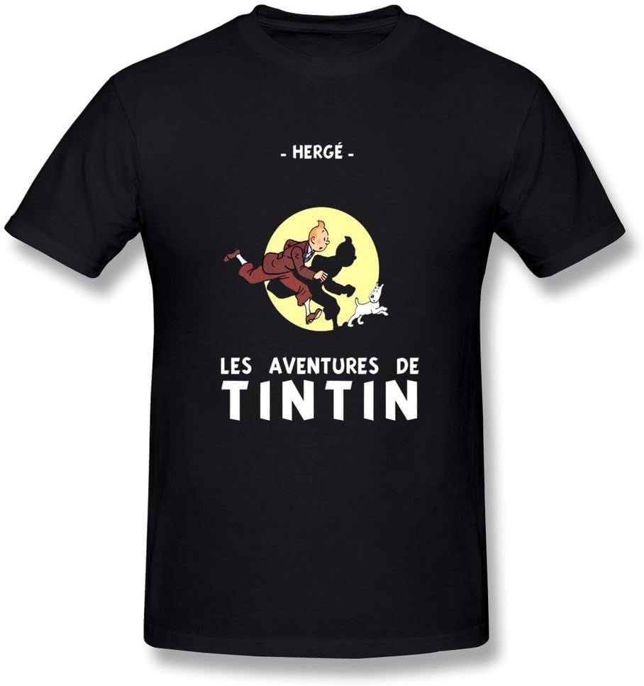 Men s Les Aventures De Tintin Cartoon T Shirt 3XL чёрный