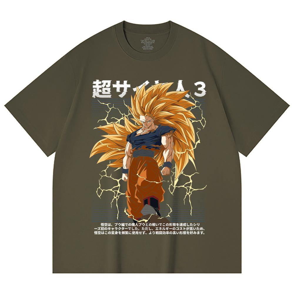 230 Gsm 100% Cotton Dragon Ball V59 Goku SSJ3 Print Unisex Heavy Cotton T Shirt