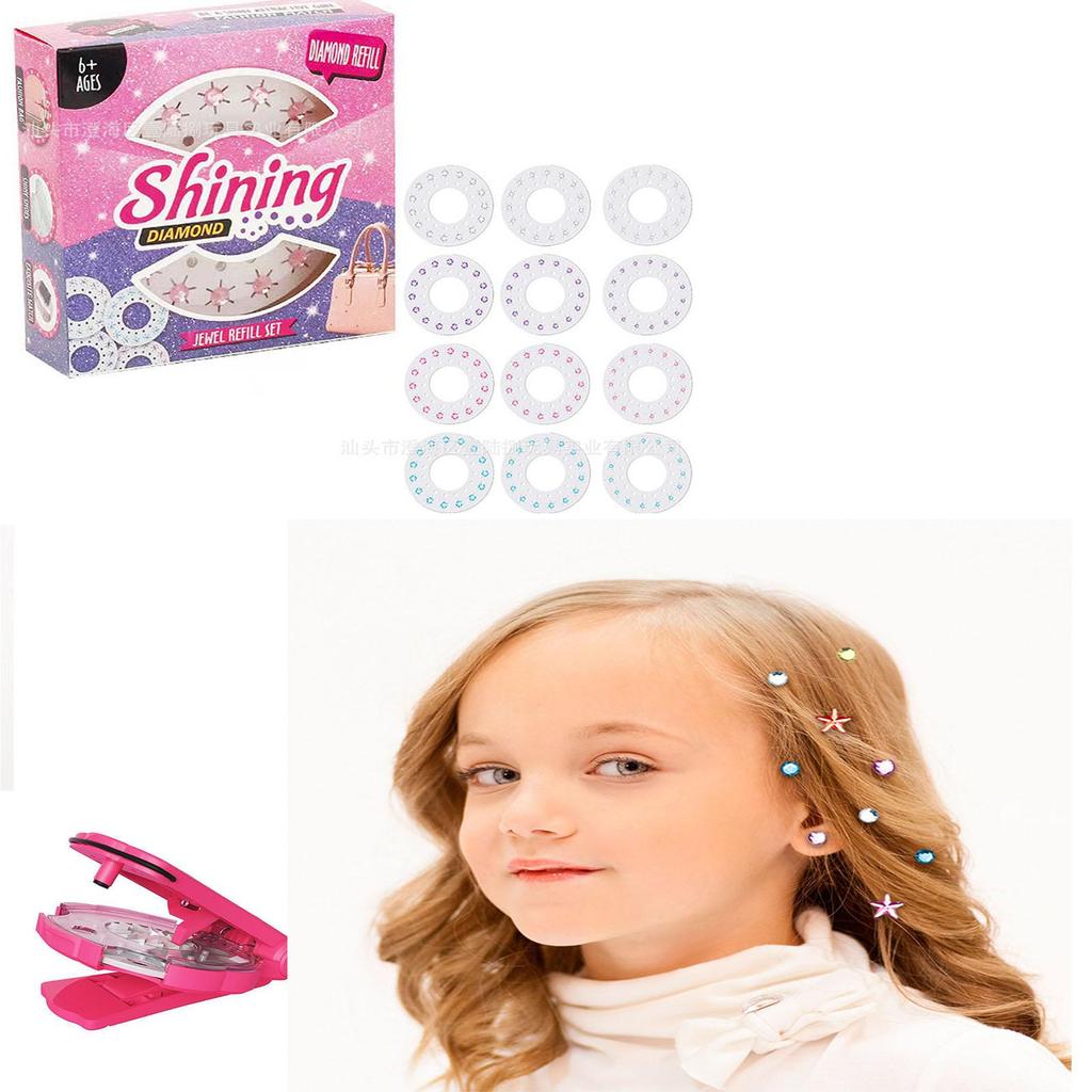 Hair Bedazzler Kit With180 Rhinestones,Decoration Set,Hair Gem Stamper, Glam Collection Hair Gems for Girl , Bedazzler Kit