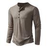 Men Fall Henley Neck Long Sleeve Casual Shirt