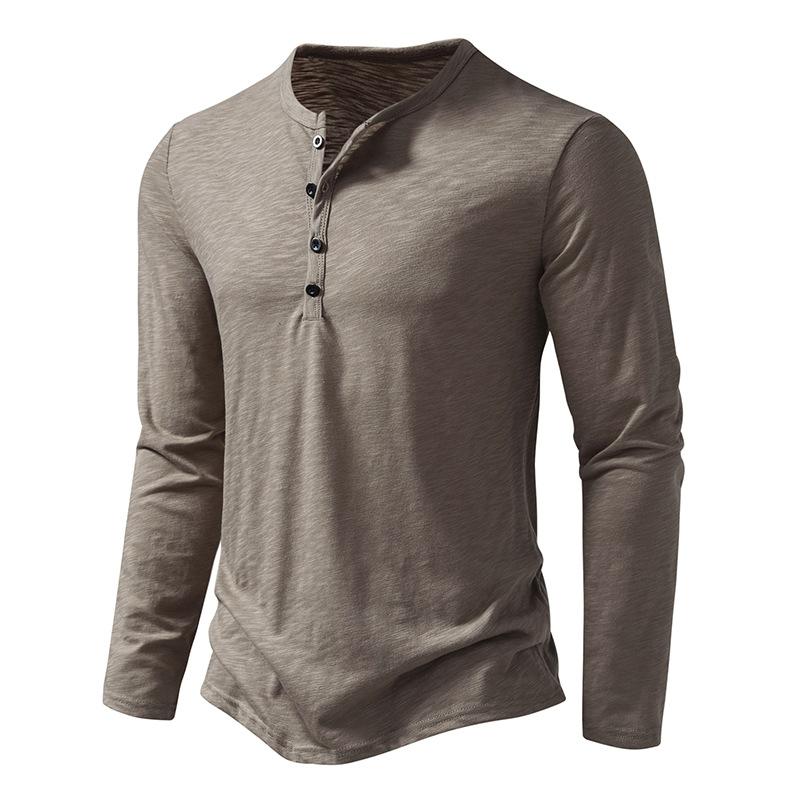Men Fall Henley Neck Long Sleeve Casual Shirt