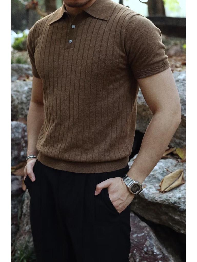 Polo de Manga Corta para Hombre de Color Sólido - Estilo Trendy, Versátil y Juvenil para el Verano