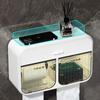 Super large capacity tissue holder with double door toilet paper storage rack wall mounted perforated paper drawer box