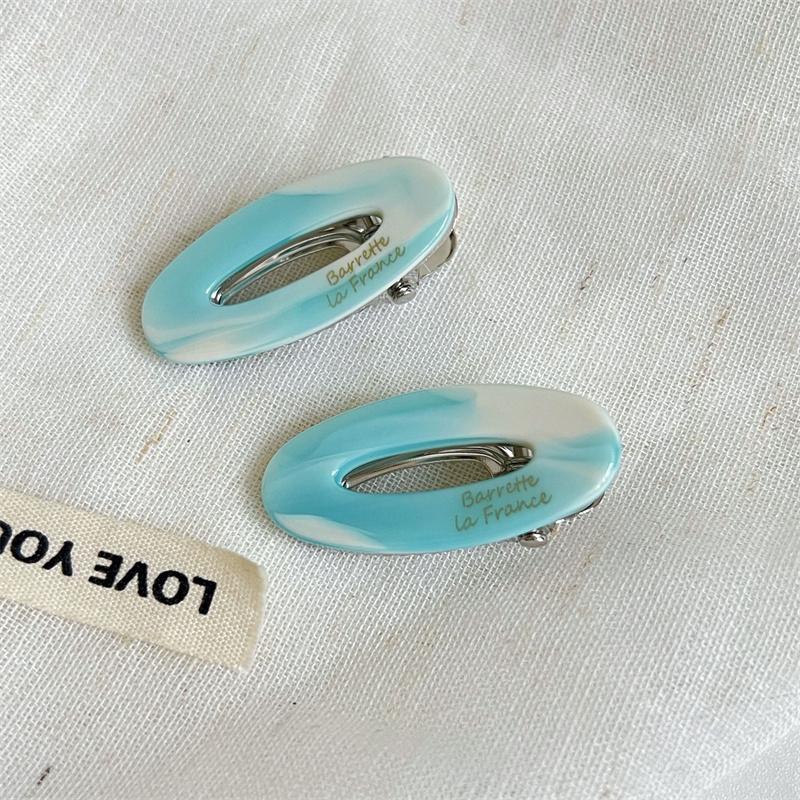 2 Stück/Set Acetat Haarspangen Bunt Klein Ausgehöhlt Oval Geometrisch Haarspangen Seitenstecker Haarnadel Damen Haarschmuck