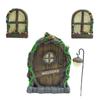 Elf Courtyard Door Sculpture Resin Miniature Garden Window Door Figurines Ornaments Holiday Gifts Home Decor for Yard Lawn