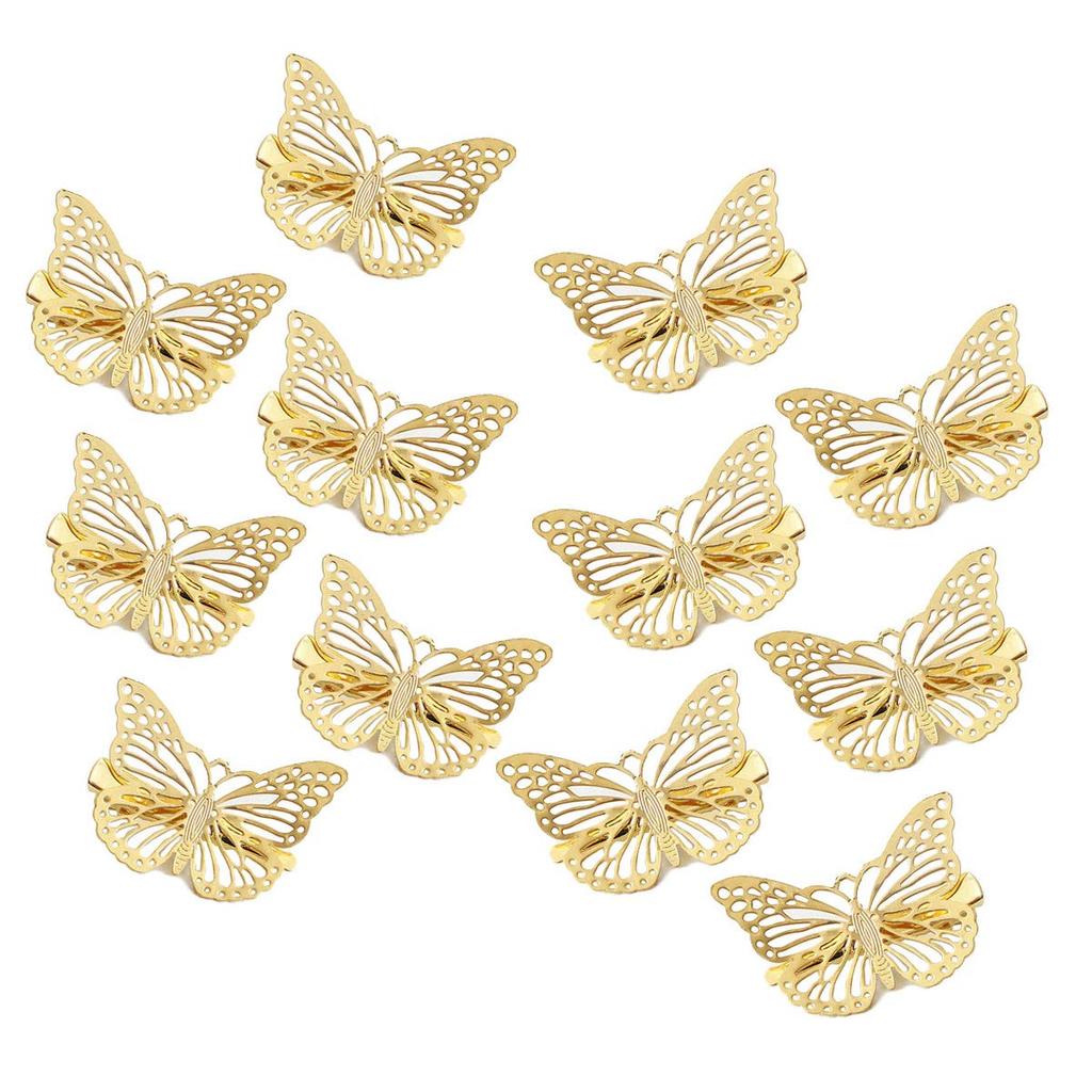 Luxury Gold Butterfly Sexy Hair Clips & Claw Pins Barrettes-Metallic Hollow Hair Accessories for Girls and Women