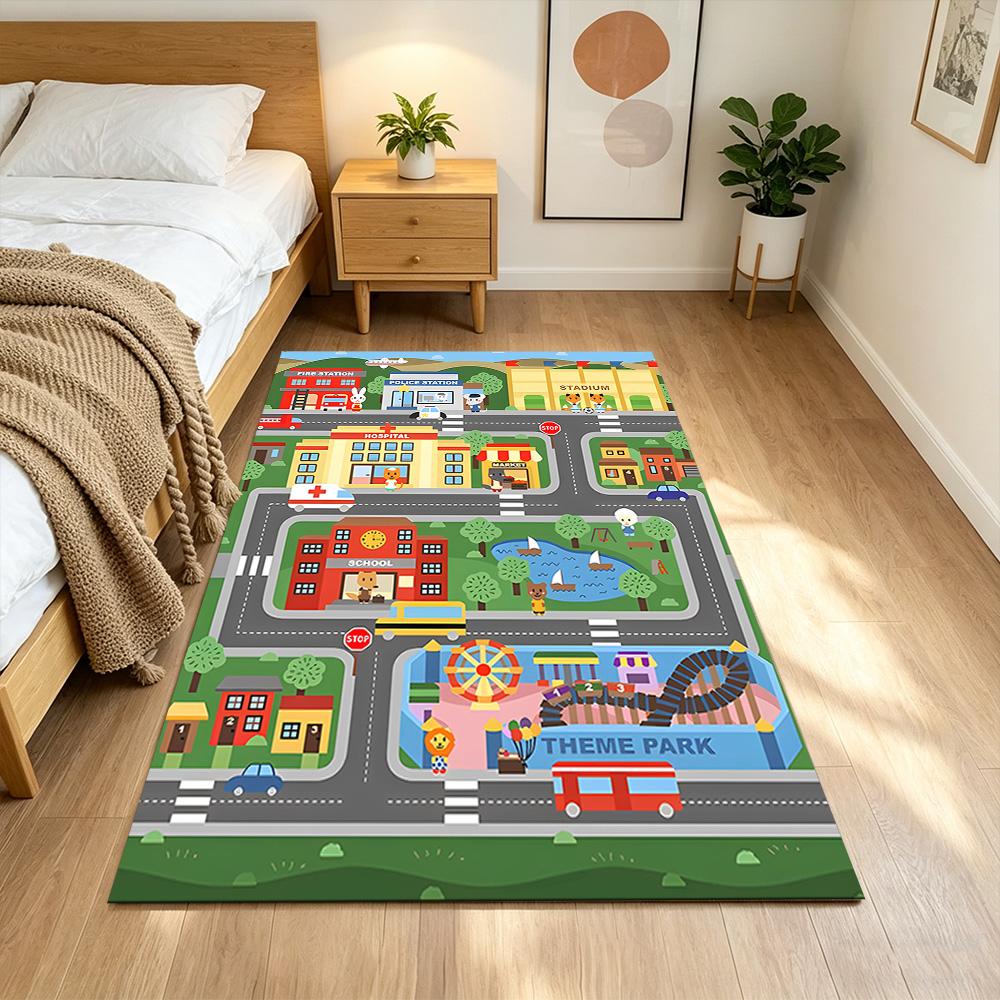 City Adventure Playground Non-Slip Home Carpet Design for Office Decor Living Room Bedroom Gift