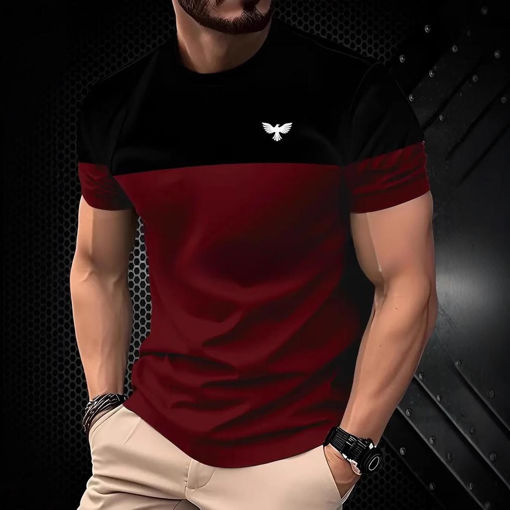 Sommer Rundhals 3D Streifenmuster Print Top Modische Lässige Kurzarm Herren T-Shirts