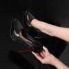 Fashion Sexy Thin Heeled Pumps for Women Platform Patent Leather Concise Super High Wedding Party Shoes 12CM 10CM Heel Height