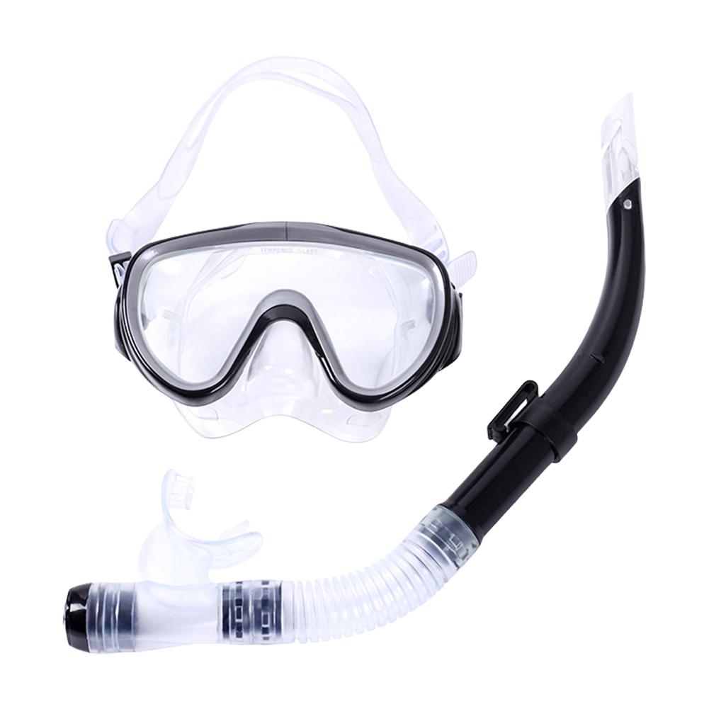 Diving Mask & Snorkel Set Adjustable Scuba Diving Mask No Leakage Diving Snorkel Tube Anti-Fog for Swimming Snorkeling