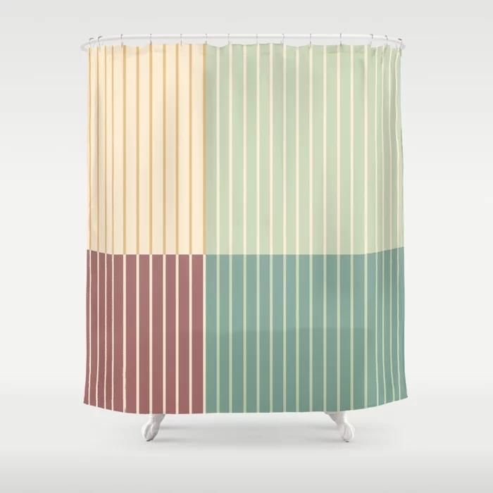 Simple Colorful Line Pattern Bathroom Curtain, Home Decoration, Waterproof Bathtub, Creative Personality Shower Curtain