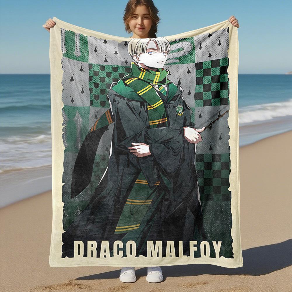 1pc Slytherin House Green Robe Wand Outdoor Flannel Throw Blanket All Season Soft Warmth,Home Decor 1031249