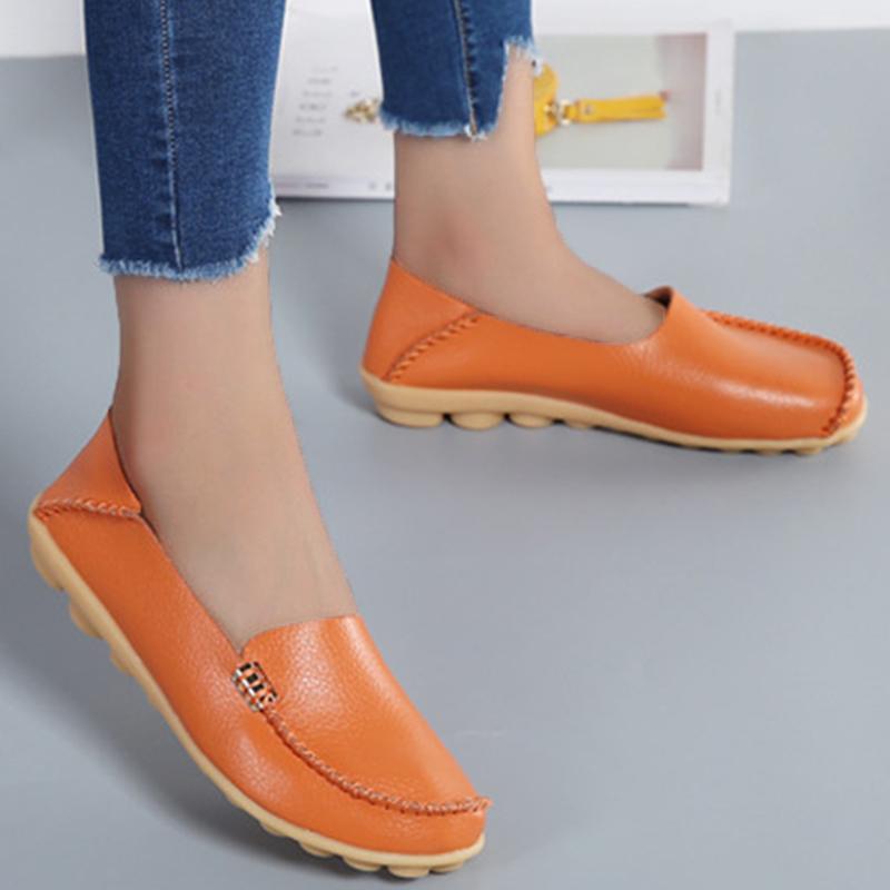 Mode Damen Flats Echtleder Freizeitschuhe Frau Mokassins Damen Slipper Krankenschuh Slip-On Schuhe Damen Übergröße Ballerinas