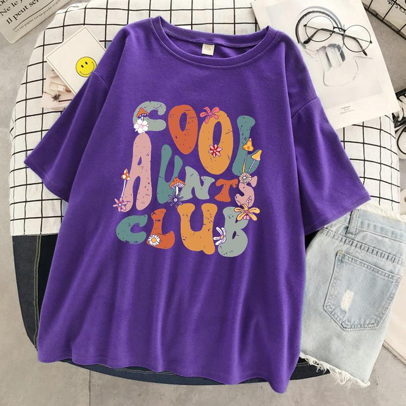 Cool Aunts Club Letter Graphic Printed Womens Tshirt Cool Soft Short Sleeve Summer Breathable Tee Clothes Street Hip Hop Tshirts